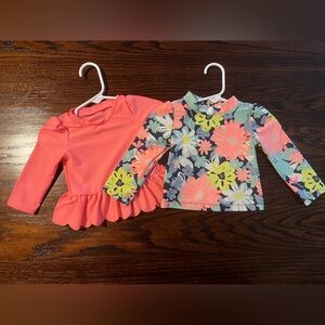 Floral and Coral Long Sleeve Swim Shirt